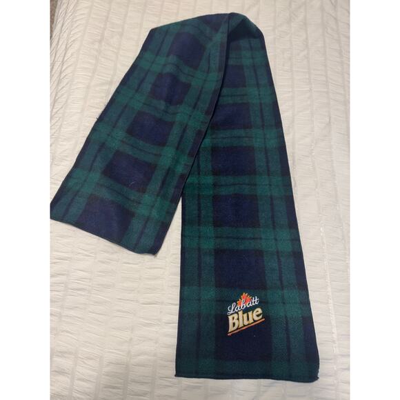 Labatt Blue Green and Blue Plaid Printed Promotional Scarf - Picture 1 of 1